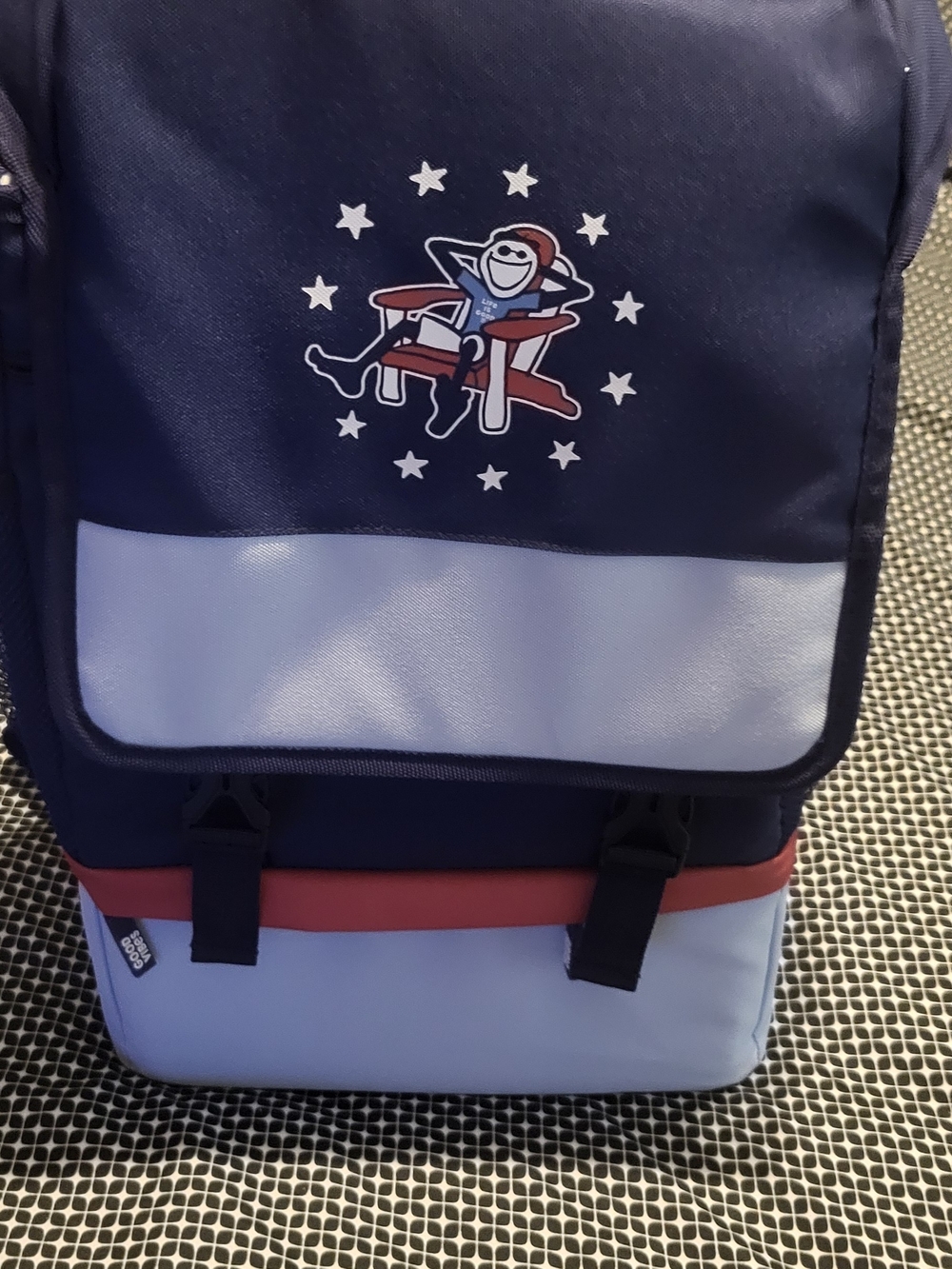 Brand New Life Is Good Navy, Light Blue Backpack Insulated Cooler
